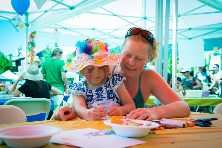 Mother and Daughter take a workshop at the Whistler Childrens Festival