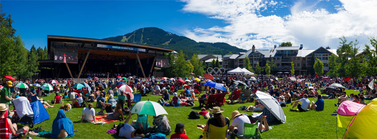 Crowds watch the Vancouver Symphony Orchestra in Whistler