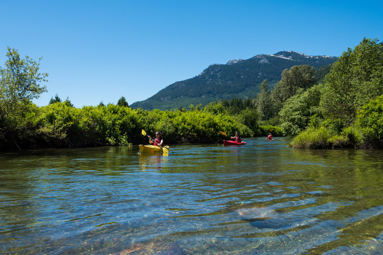 Kayaking down the River of Golden Dreams in Whistler