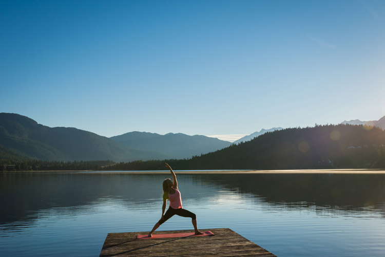 Surnise yoga on Alta Lake 
