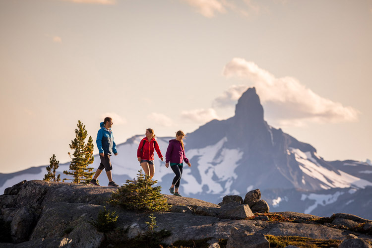 Black Tusk and Fall Hikers at Sunset