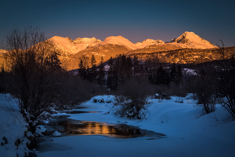 Winter sunset in Whistler valley